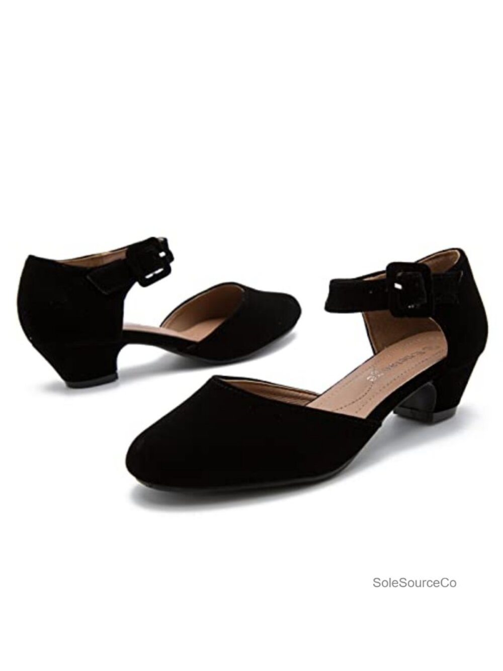 Women's Ankle Strap Block Heels Closed Toe Pumps Formal Dress Shoes - Picture 3 of 6